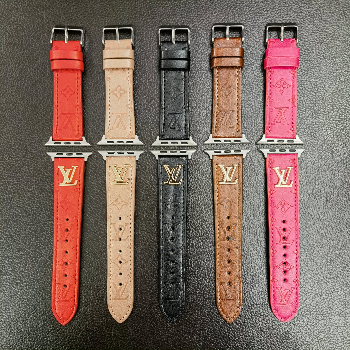 BAND METAL LOGO 3D EMBOSSED MONOGRAM LEATHER APPLE WATCHs-1 mysite