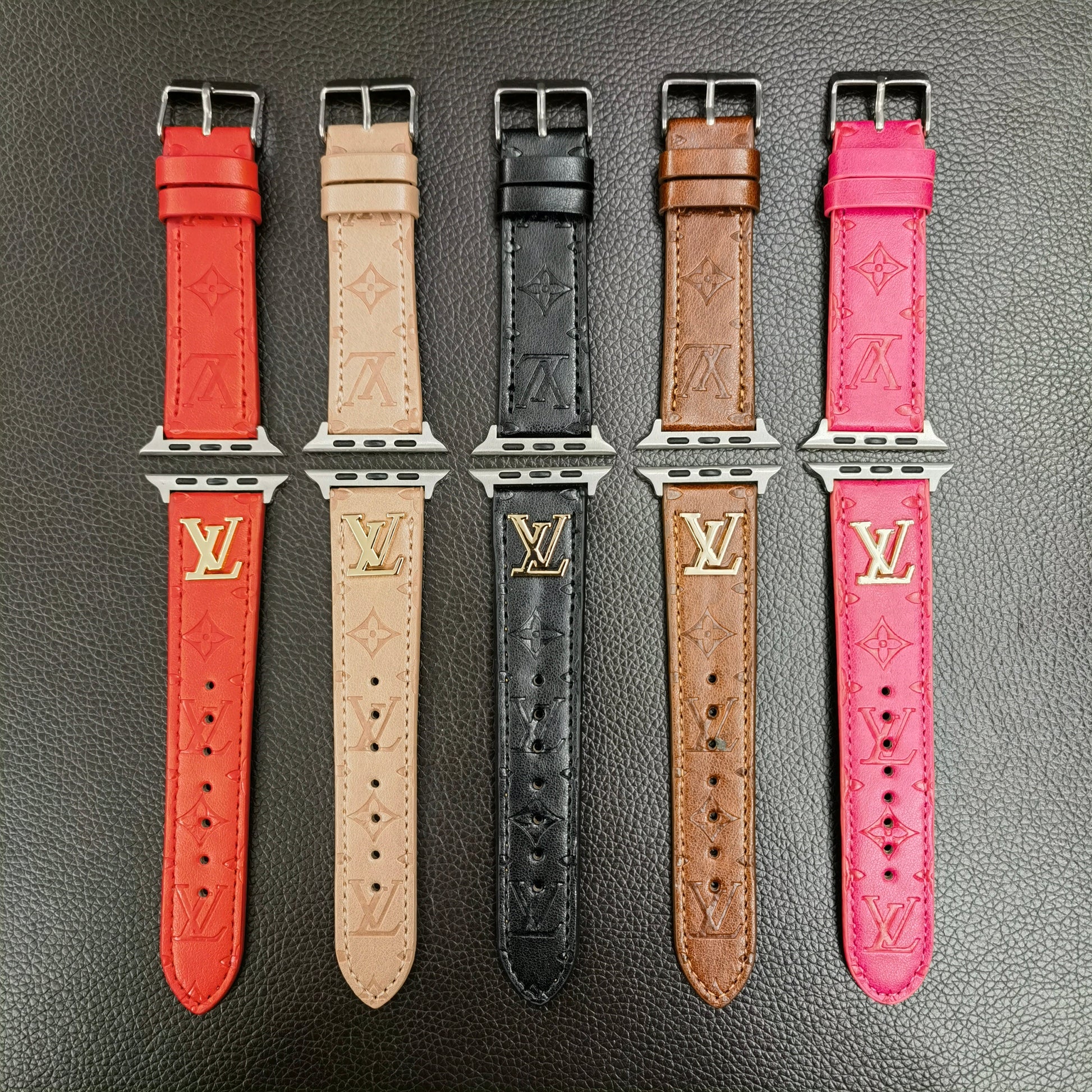 BAND METAL LOGO 3D EMBOSSED MONOGRAM LEATHER APPLE WATCHs-1 mysite