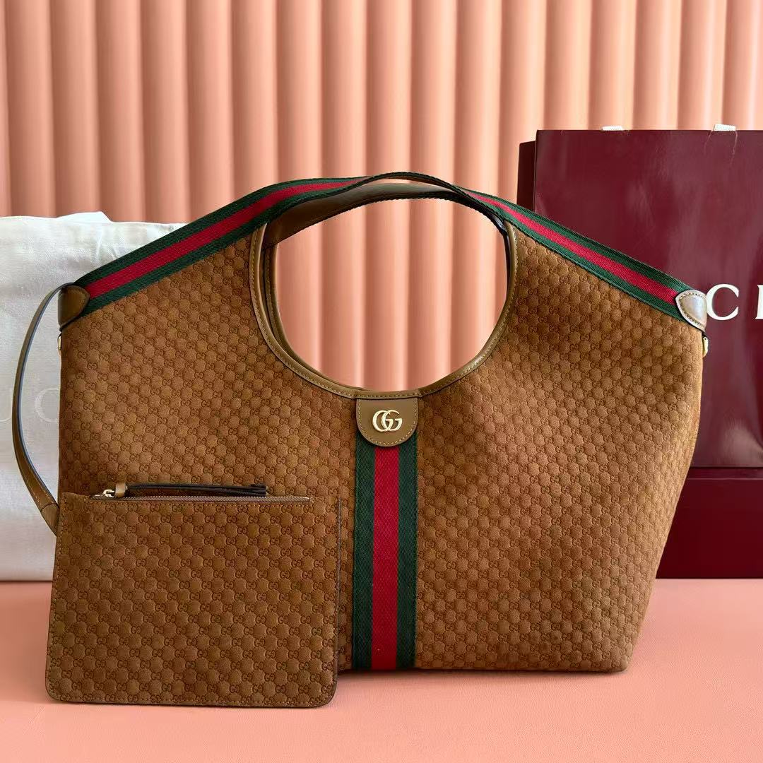 Gucci Giglio Large Tote Bag Dark Brown Suede mysite