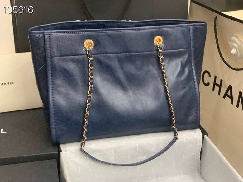 Chanel Shopping 40 Navy Blue Leather 66941 40x31x21cm mysite
