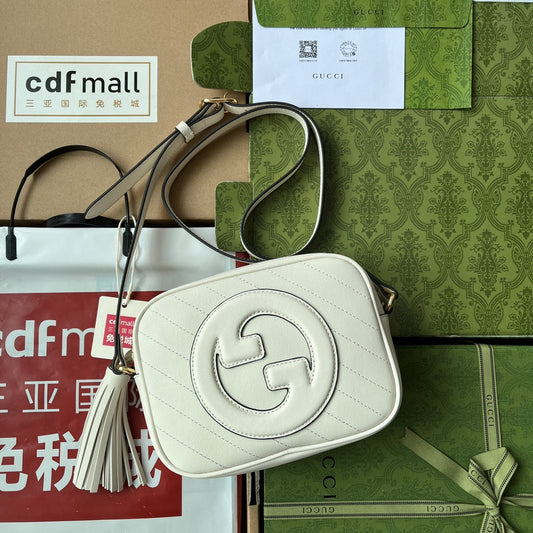 Gucci Blondie Small Shoulder White Leather Bag - 21x15.5x5cm mysite