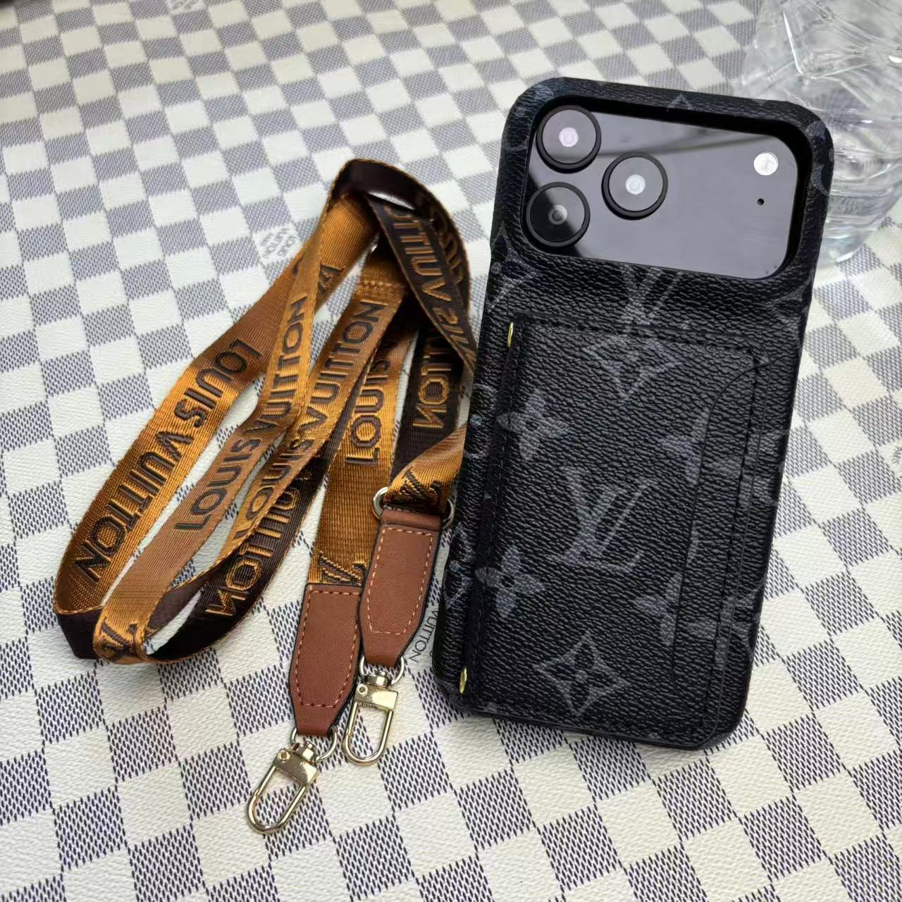 Monogram LV Leather Phone Case For iPhone 17 / 16 / 15 / 14s mysite