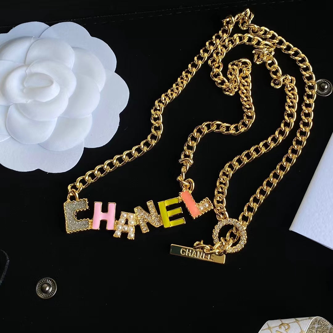 Fashion Colorful Crystal Letter Necklace and Bracelet mysite