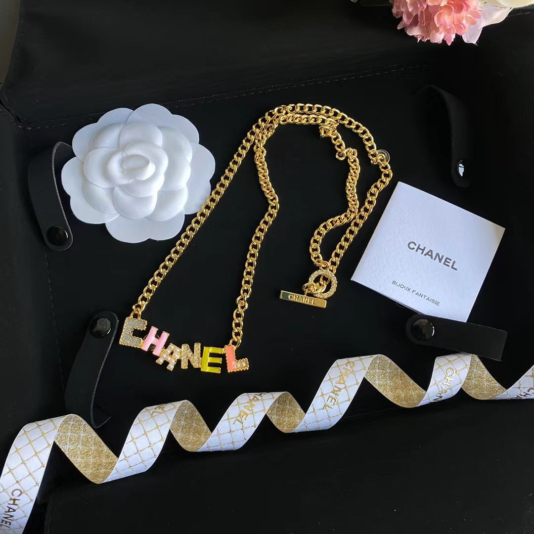 Fashion Colorful Crystal Letter Necklace and Bracelet mysite