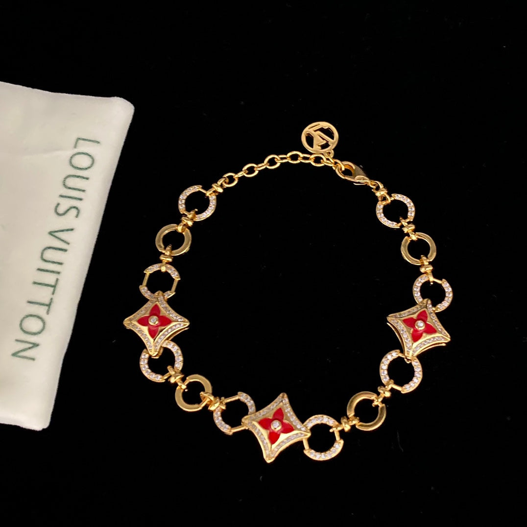 Diamond Red Clover Flower Jewelry Set mysite