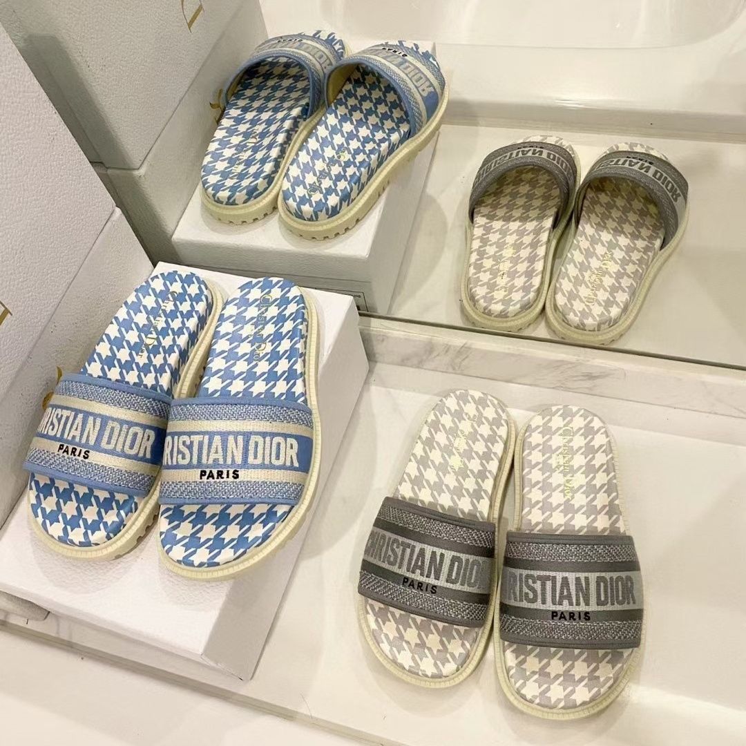 Houndstooth Embossed Slipper Sandals mysite