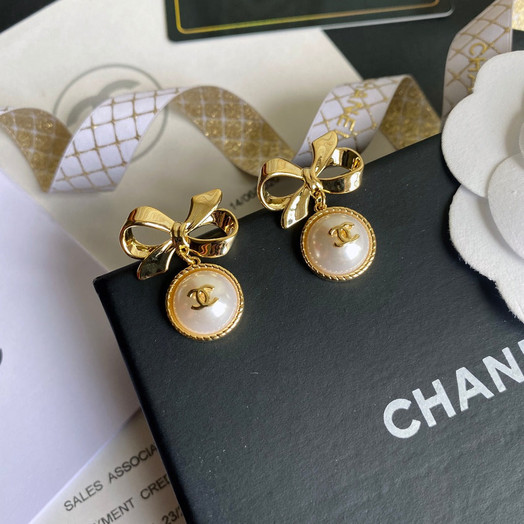 Bow Knot Pearl Drop Earrings mysite