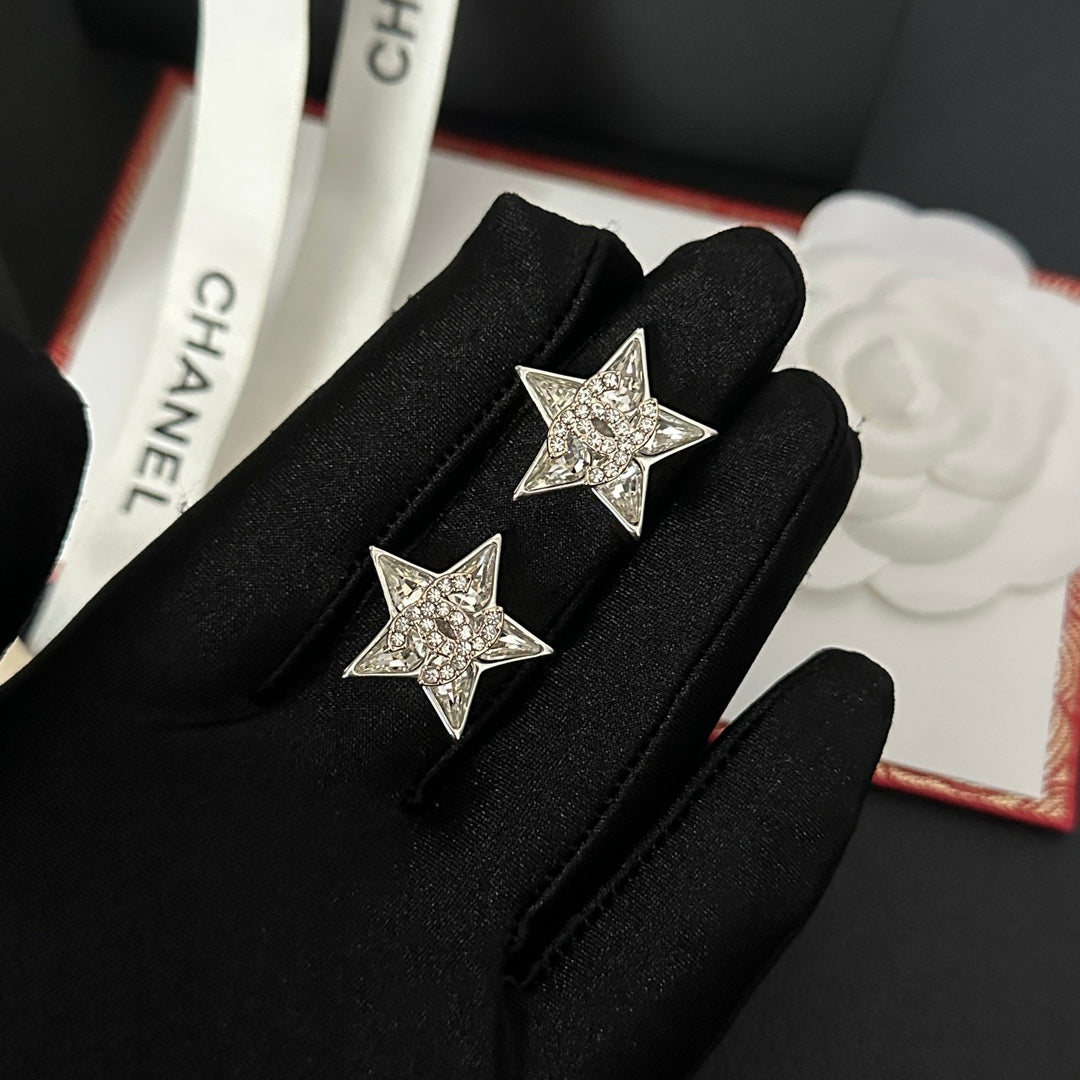 Star Rhinestone Silver Earrings mysite