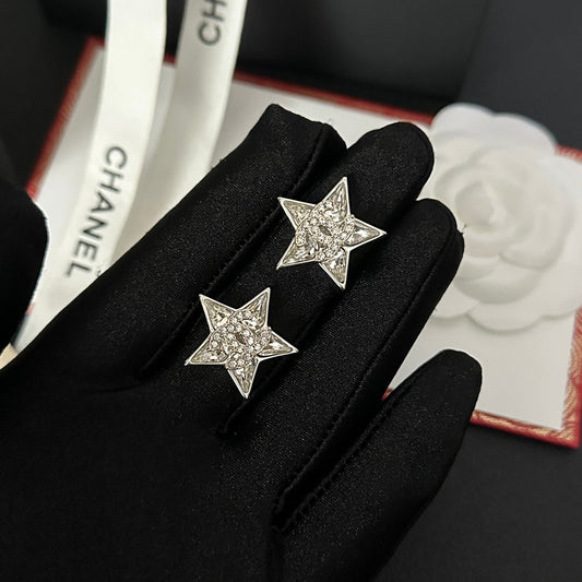 Star Rhinestone Silver Earrings mysite