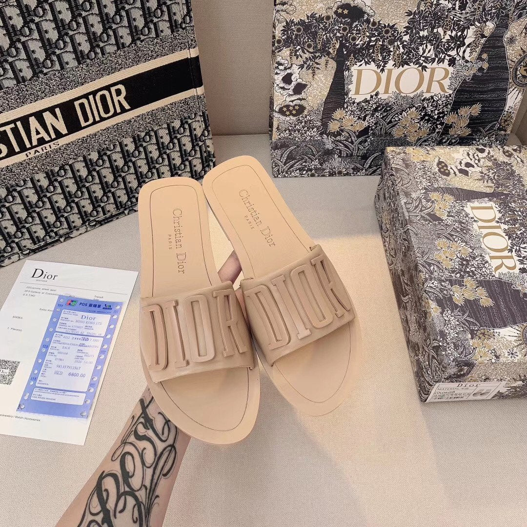 Metal Letters Solid Color Flat Slippers mysite