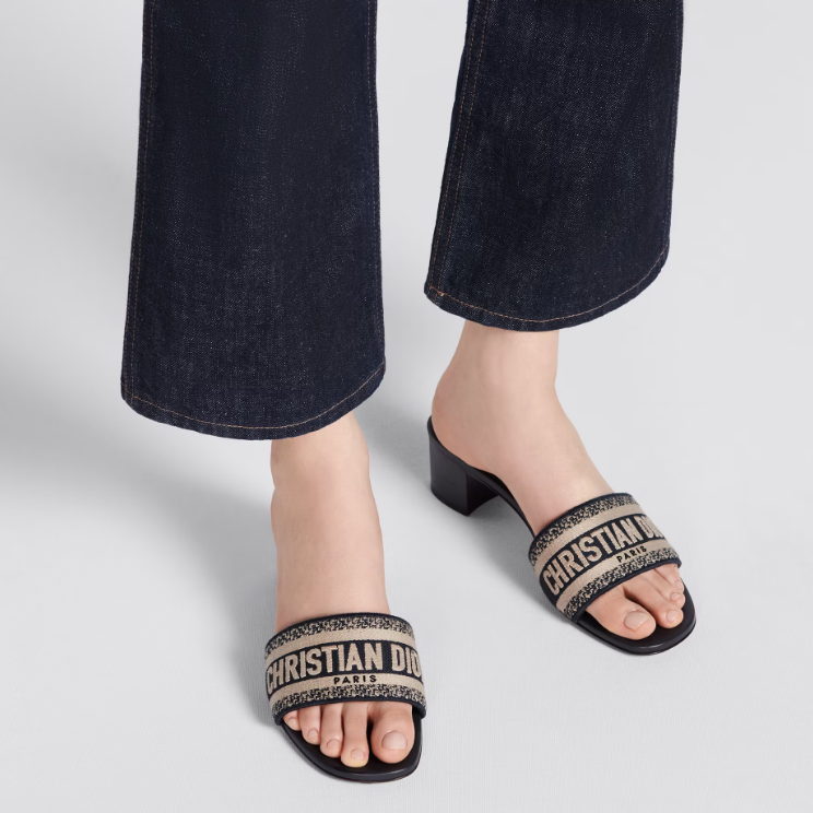 Embroidered Block Heel Slippers mysite