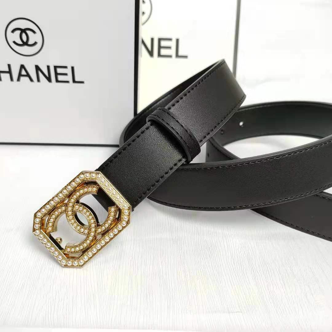 2 Colors Fashion pearl square buckle leather belt mysite