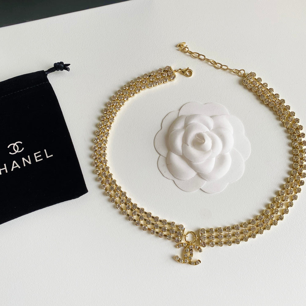 Yellow Gold Crystal Collar Necklace mysite