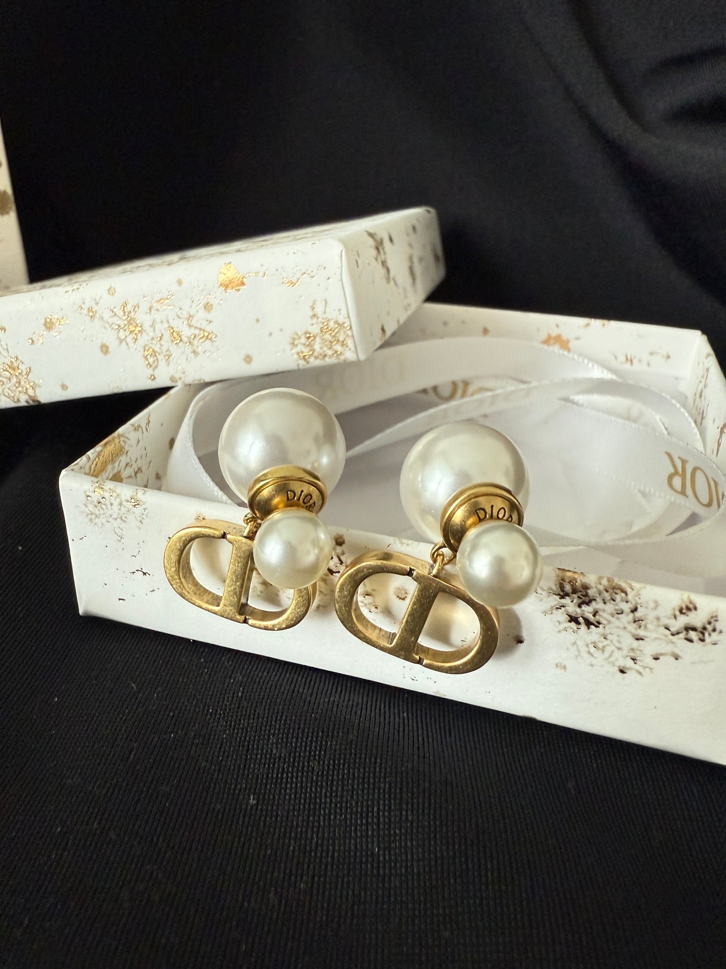 CD logo pearl stud earrings mysite