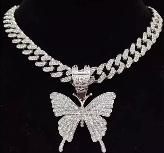 Ice out Bling Butterfly pendant Necklace mysite