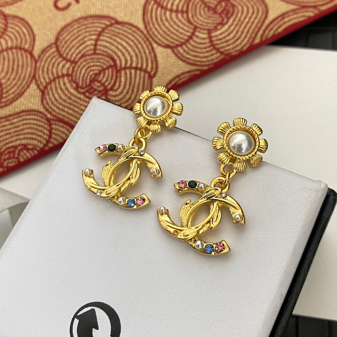 Trendy Gold Floral Earrings mysite