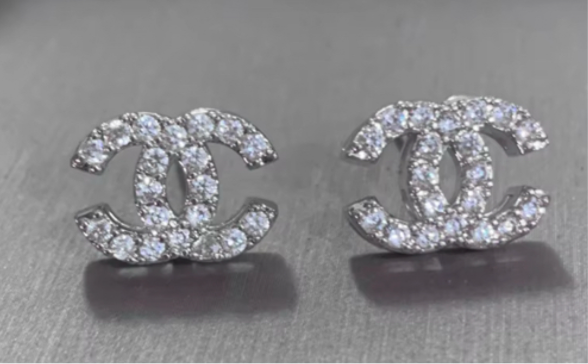 Double c logo stud with zirconia gold tone mysite