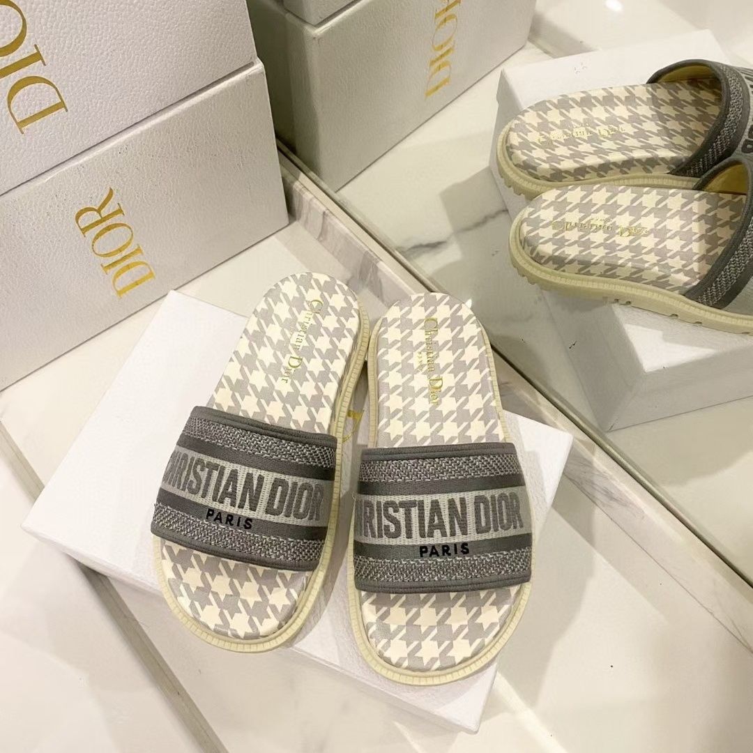 Houndstooth Embossed Slipper Sandals mysite