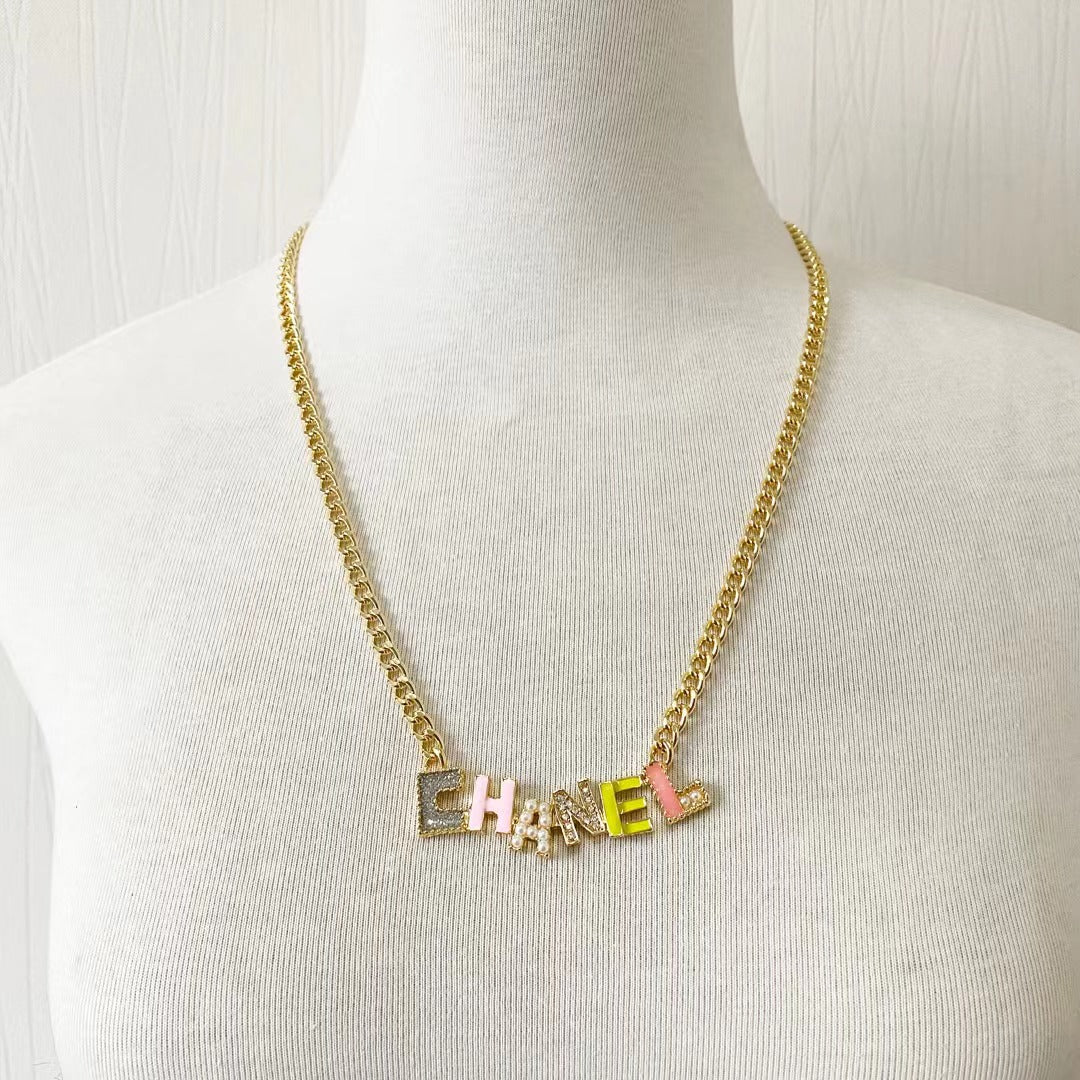 Fashion Colorful Crystal Letter Necklace and Bracelet mysite
