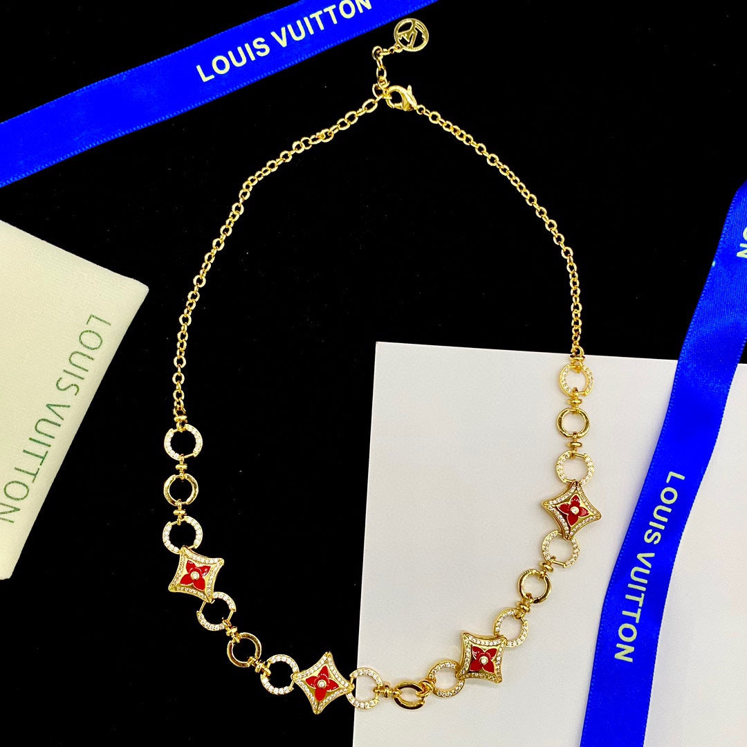 Diamond Red Clover Flower Jewelry Set mysite