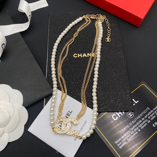 Double Gold Plated Pearl Necklace mysite