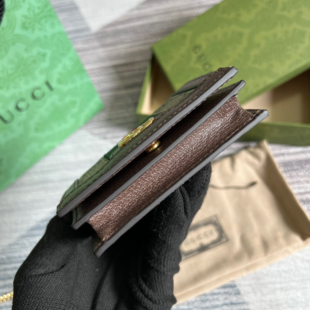 Ophidia Card Case Wallet Supreme Canvas Beige For Women‎ 4.3in/11cm 523155 96IWG 8745-1-2 mysite