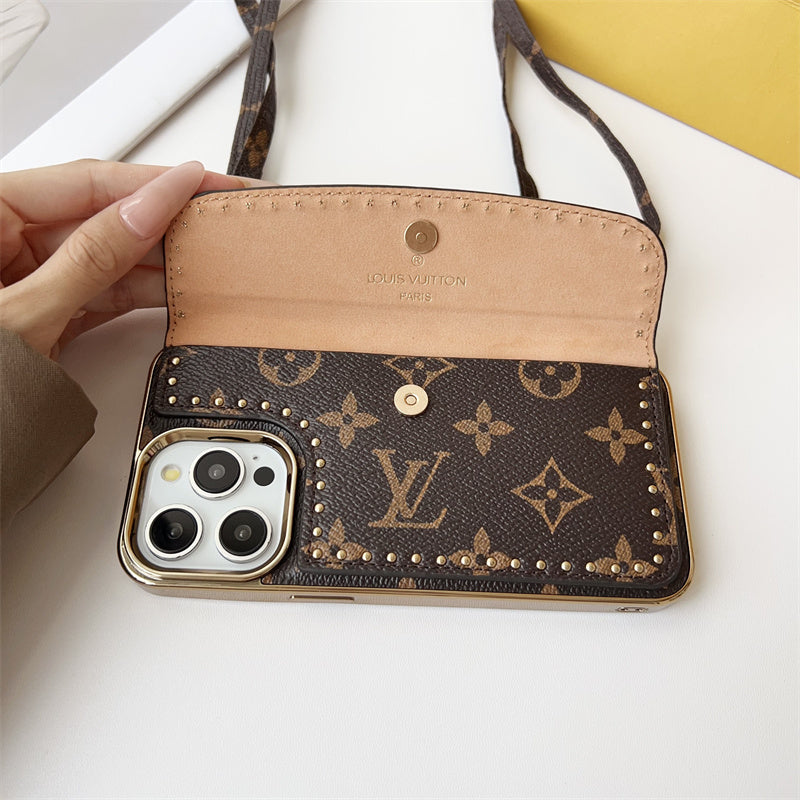 Monogram LV Leather iPhone Case 16 / 15 / 14 / 13s mysite