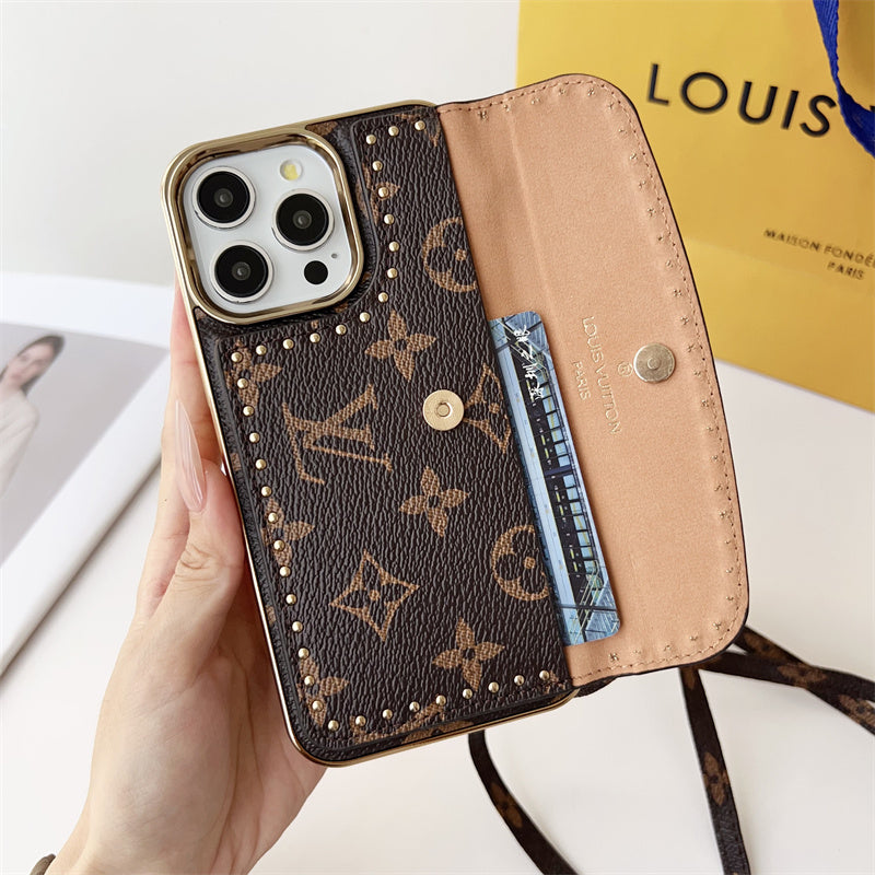 Monogram LV Leather iPhone Case 16 / 15 / 14 / 13s mysite