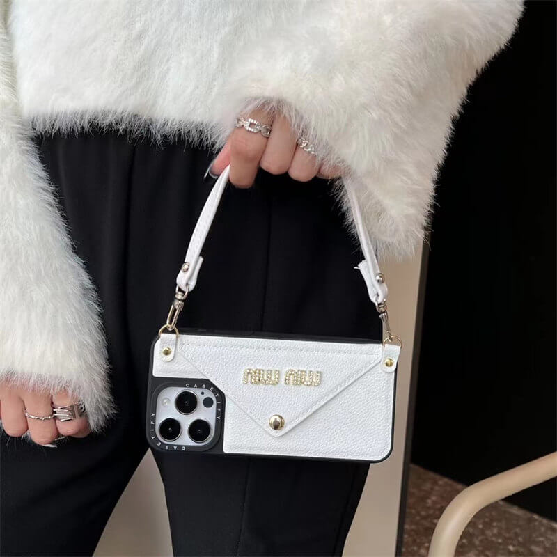 Leather wrist strap Miu Miu Apple iPhone drop protection casess mysite