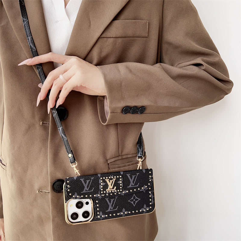 Monogram LV Leather iPhone Case 16 / 15 / 14 / 13s mysite