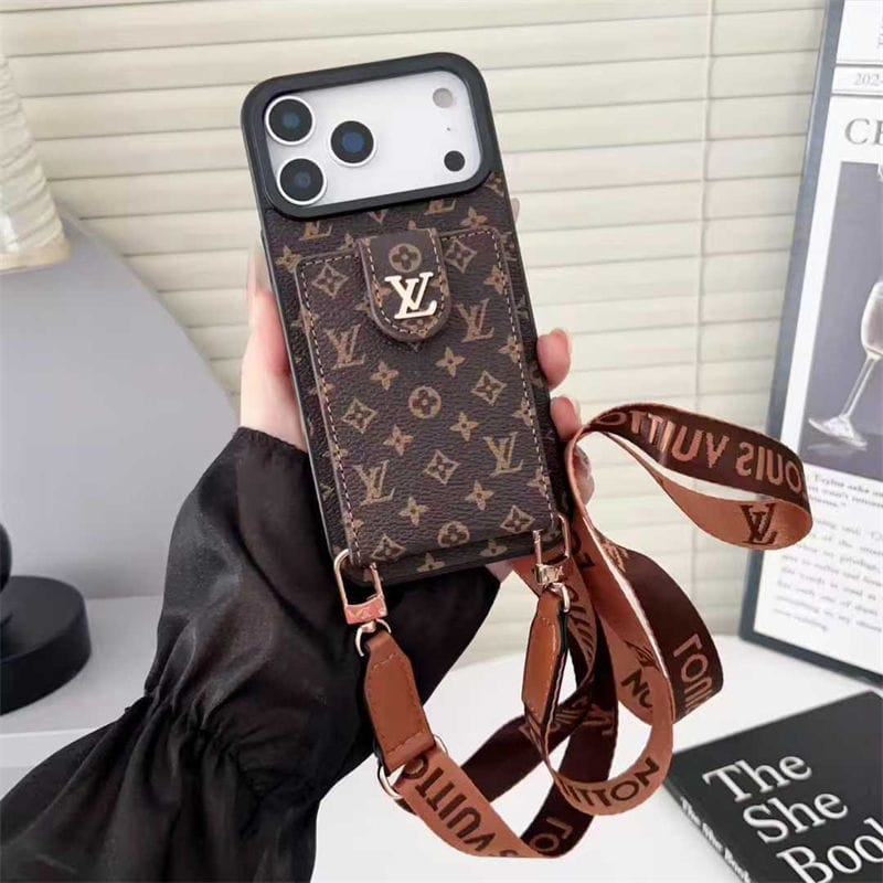 Lv Leather Card Holder Case Crossbody for iPhone 17/ 16/ 15/ 14s mysite