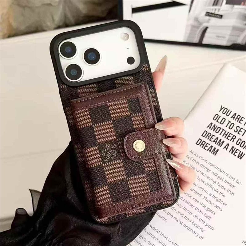 Lv Leather Card Holder Phone Case For iPhone 17 / 16 / 15 / 14s mysite