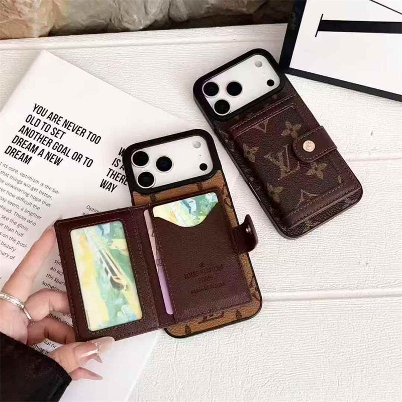Lv Leather Card Holder Phone Case For iPhone 17 / 16 / 15 / 14s mysite