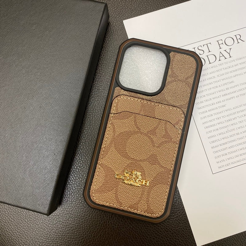 Coach iPhone Case With Card Holder Coffee -KB241416 mysite