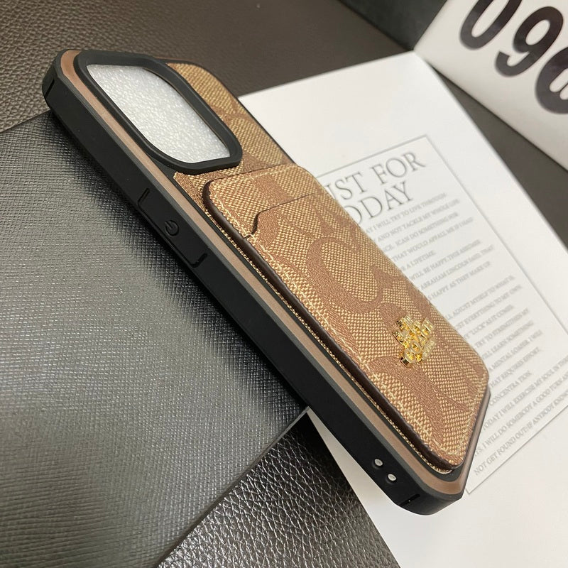 Coach iPhone Case With Card Holder Coffee -KB241416 mysite