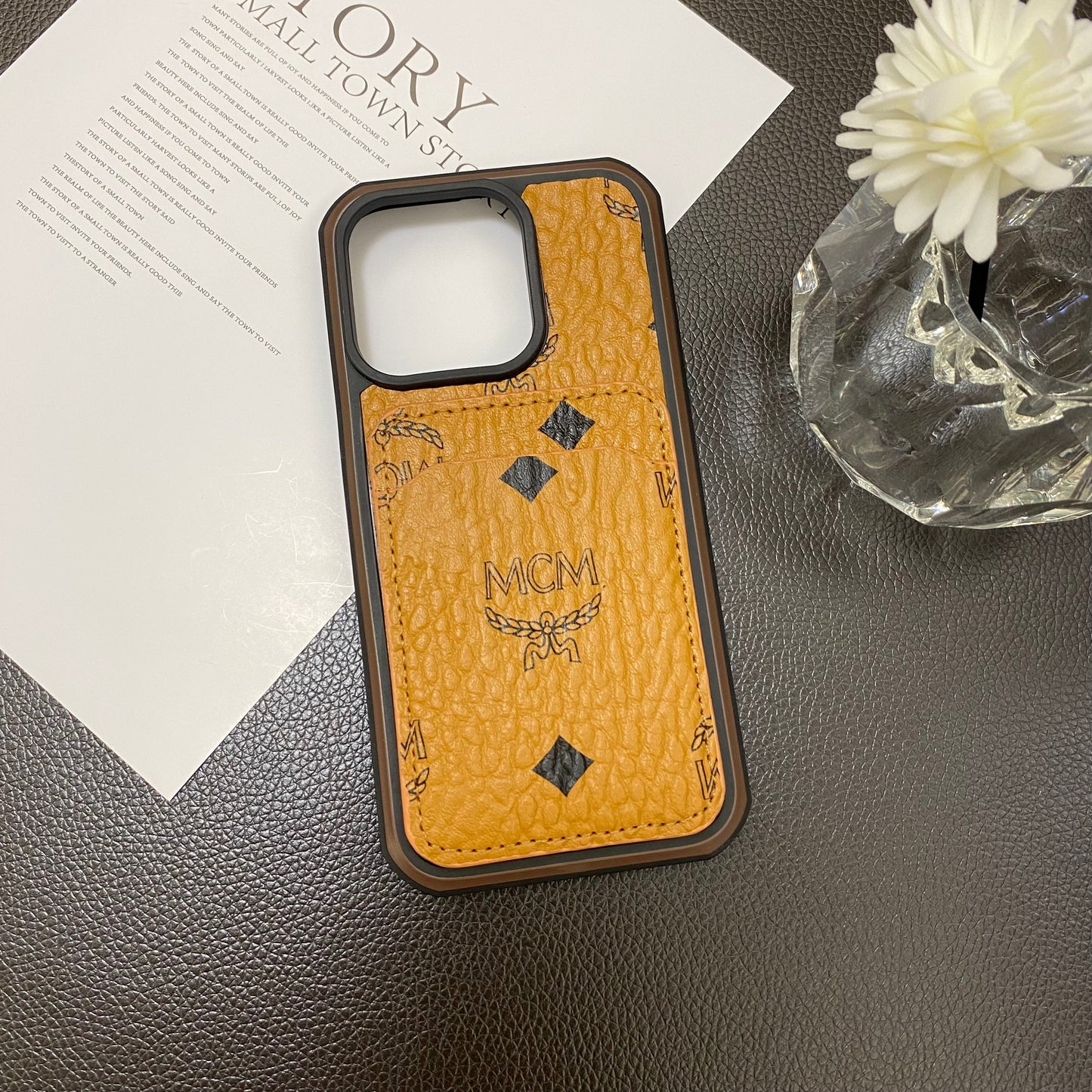 MCM iPhone Case With Card Holder  Yellow-MCK240603 mysite