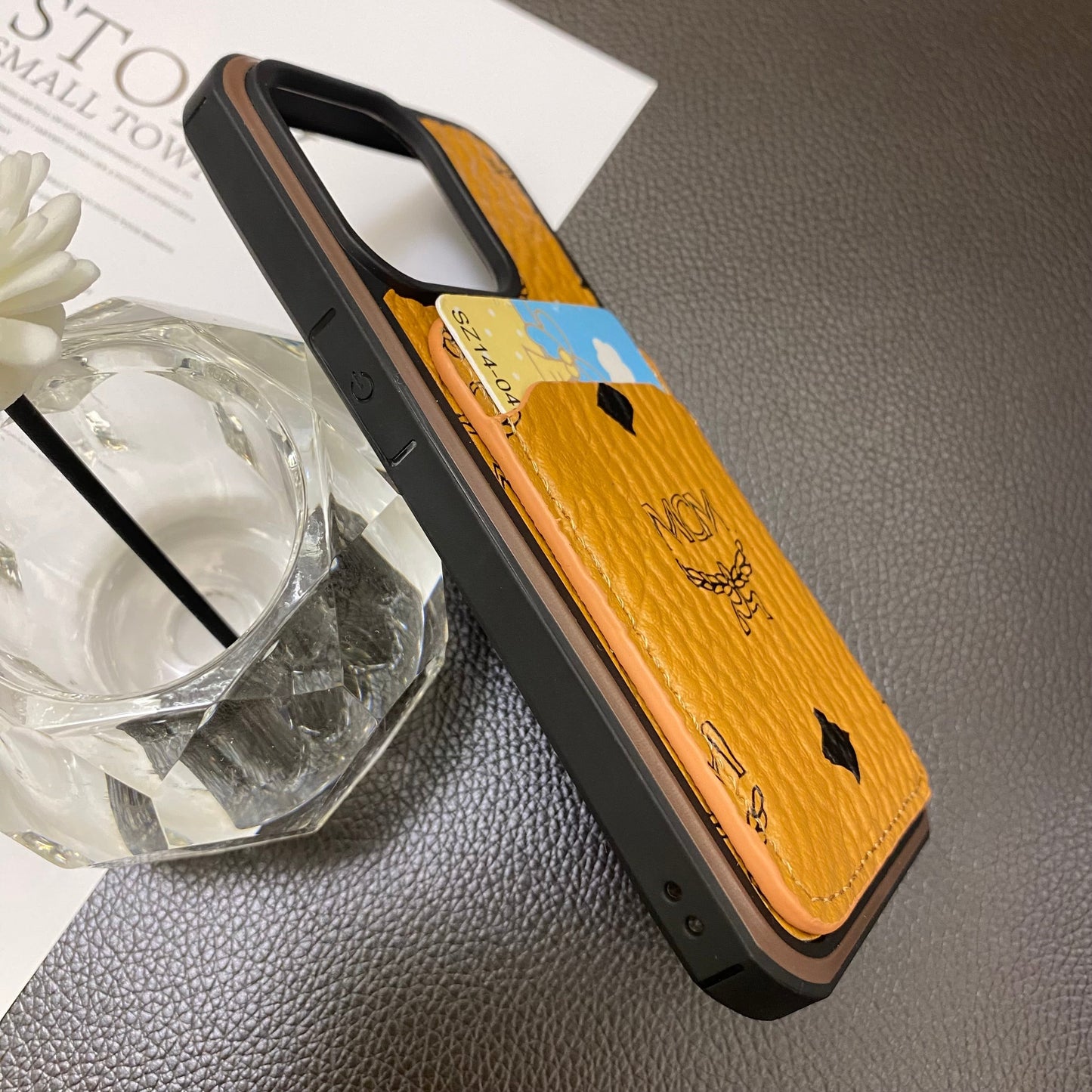 MCM iPhone Case With Card Holder  Yellow-MCK240603 mysite