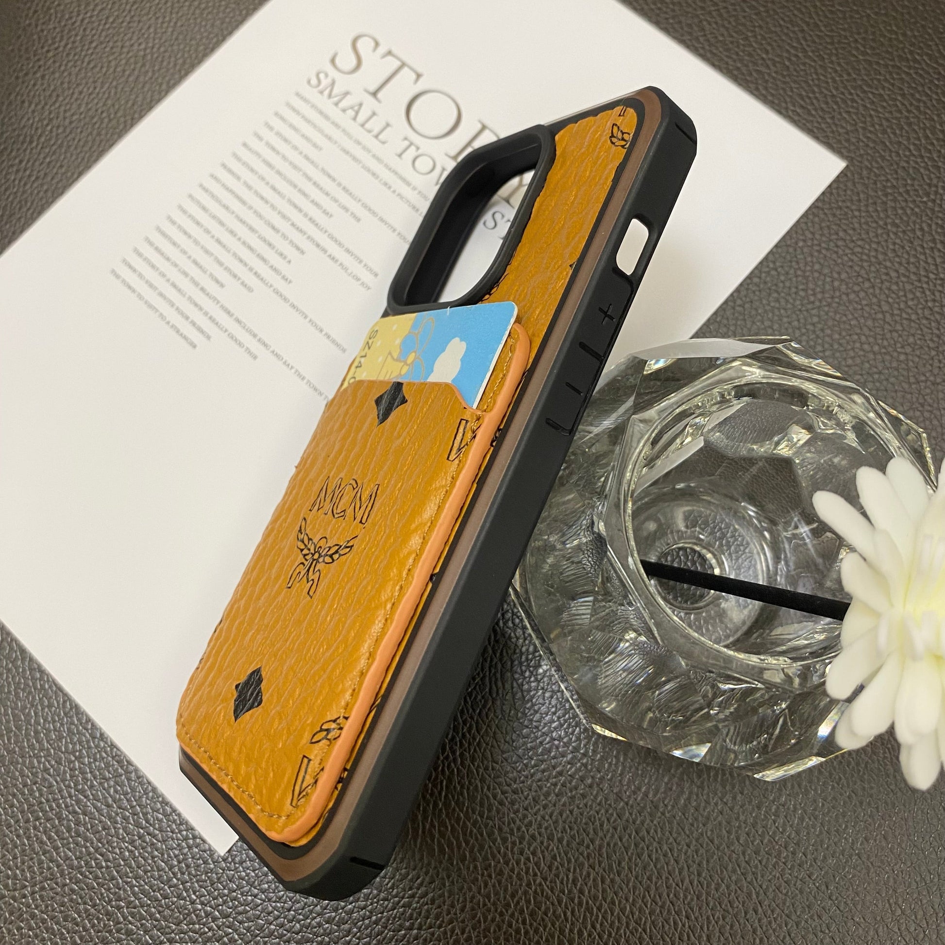 MCM iPhone Case With Card Holder  Yellow-MCK240603 mysite