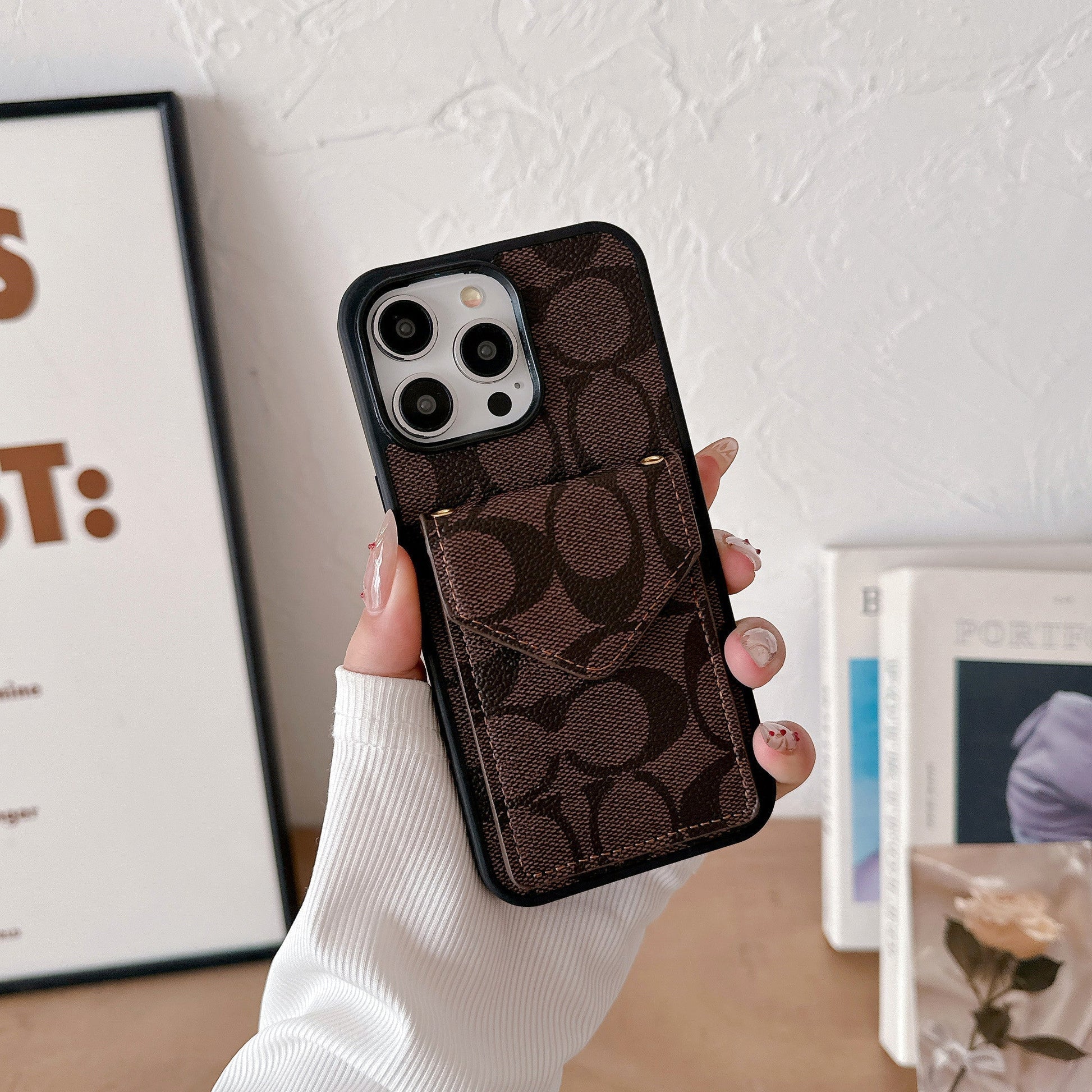 Coach iPhone Case With Card Holder And Strap Dark Brown -SJ240513 mysite