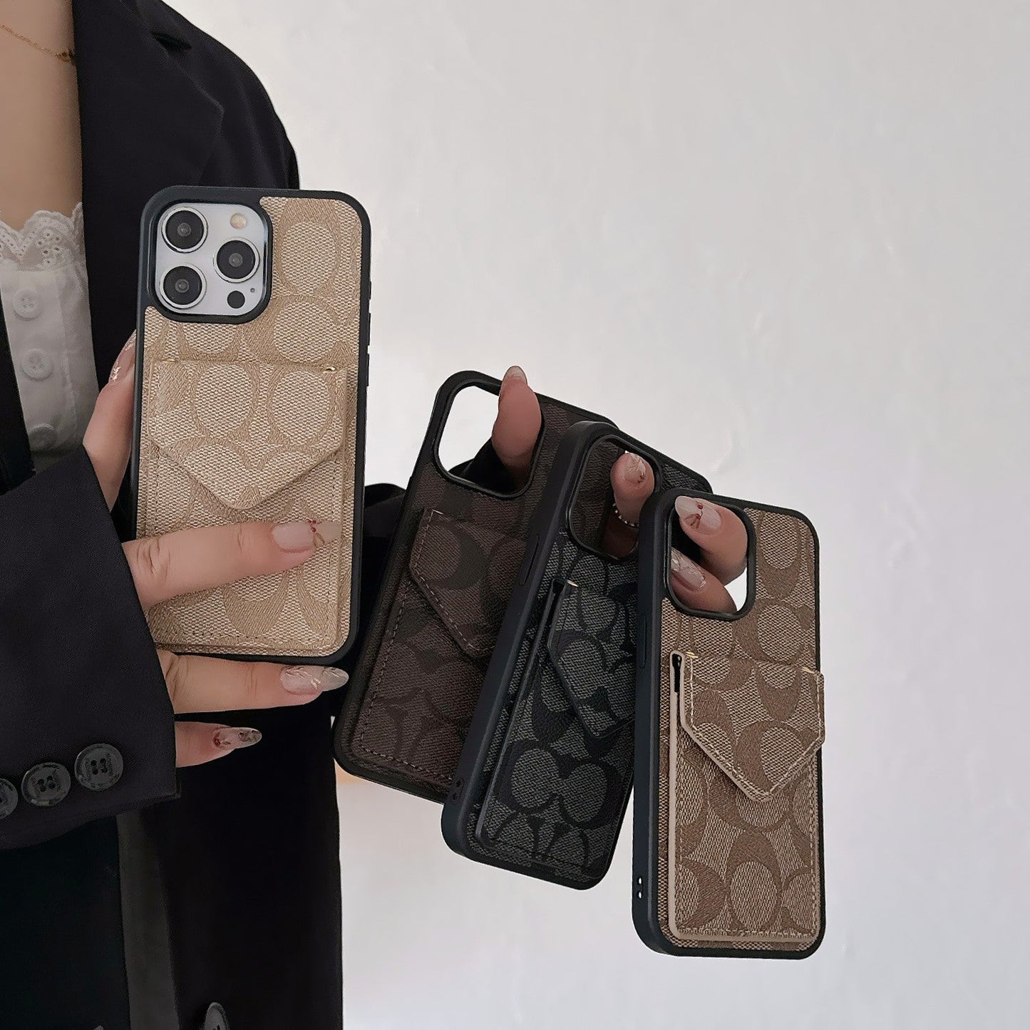 Coach iPhone Case With Card Holder And Strap Light Black -SJ240513 mysite