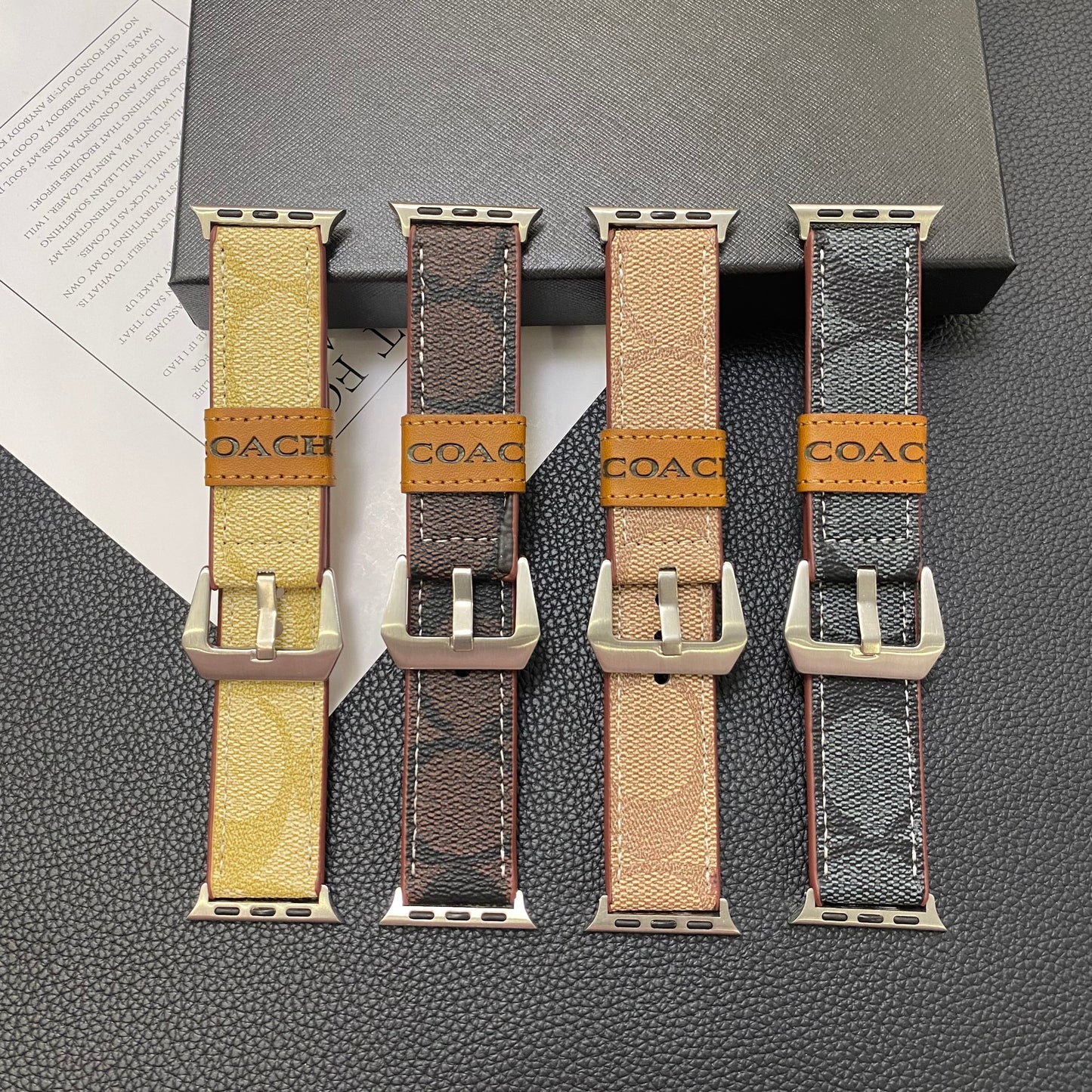 Leather Coach Apple Watch Band Coffee-YHK244221710 mysite