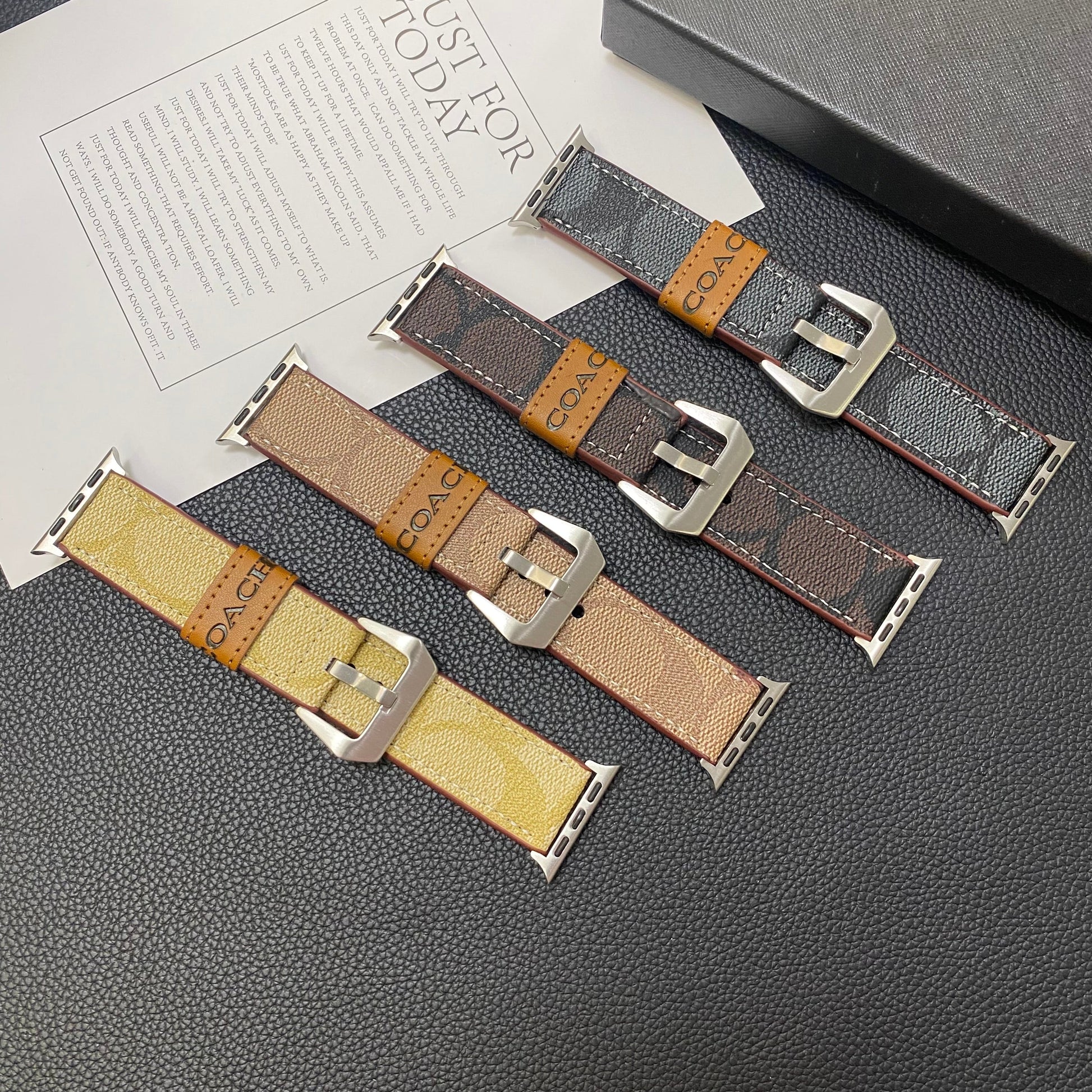 Leather Coach Apple Watch Band Light Brown-YHK244221710 mysite