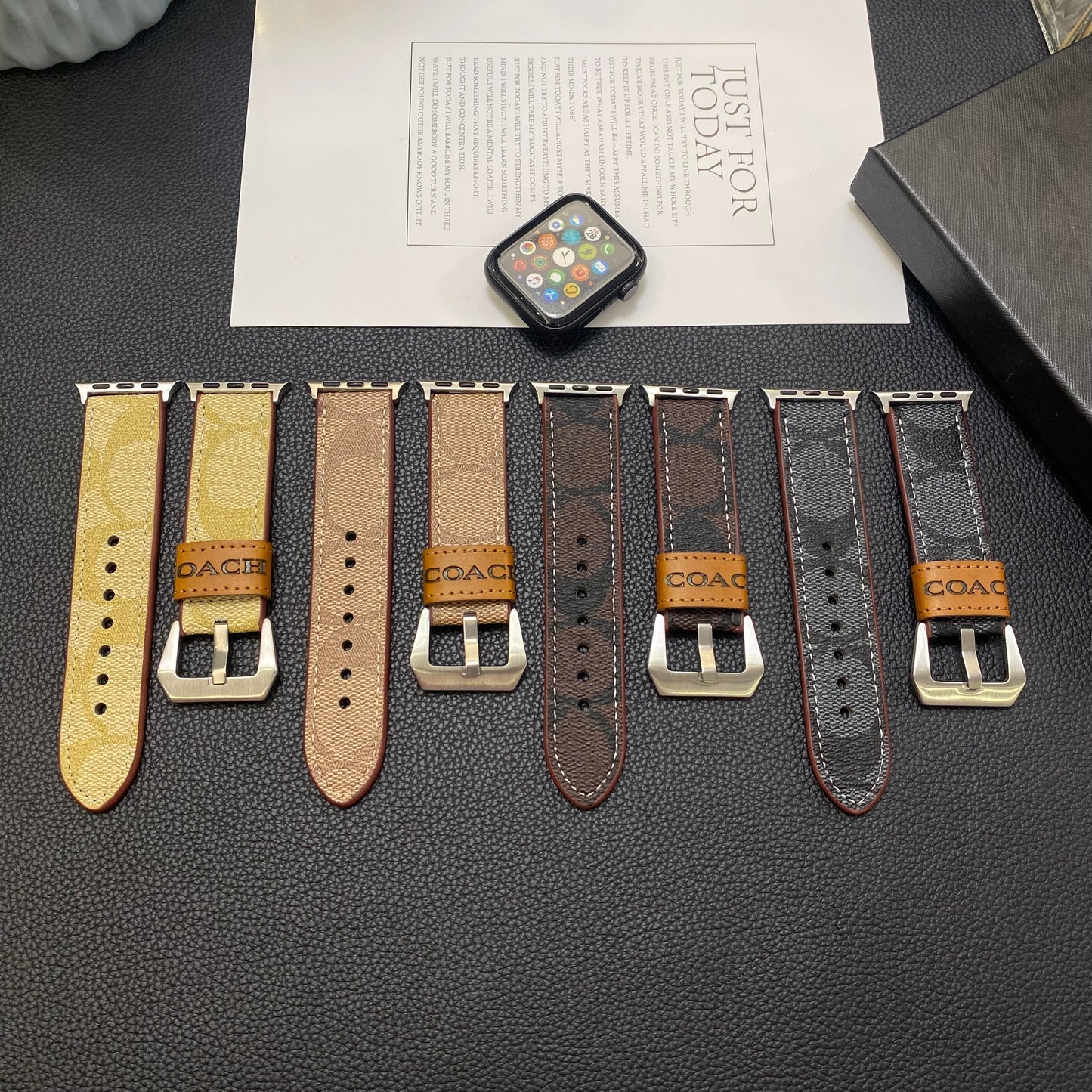 Leather Coach Apple Watch Band Dark brown-YHK244221710 mysite