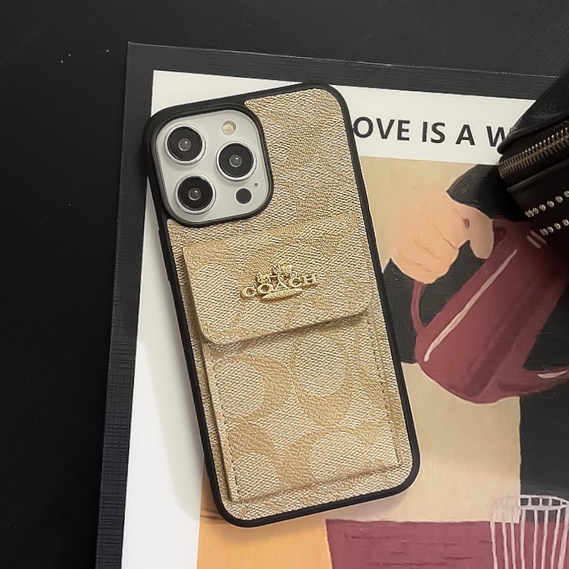 Coach iPhone Case With Card Holder Wallet Coffee  -SZK240425 mysite