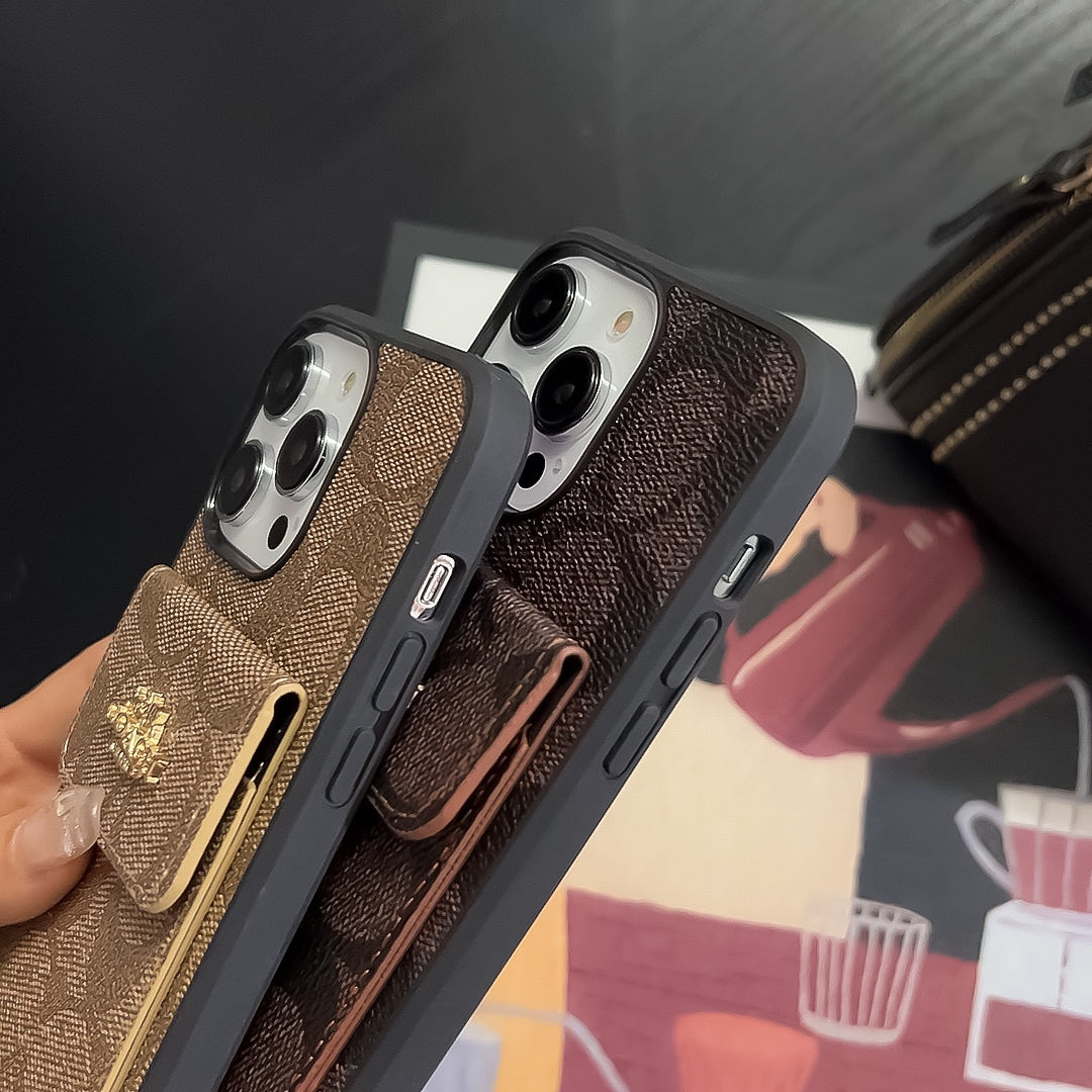Coach iPhone Case With Card Holder Wallet Dark Brown  -SZK240425 mysite