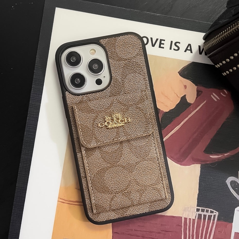 Coach iPhone Case With Card Holder Wallet Light Brown  -SZK240425 mysite