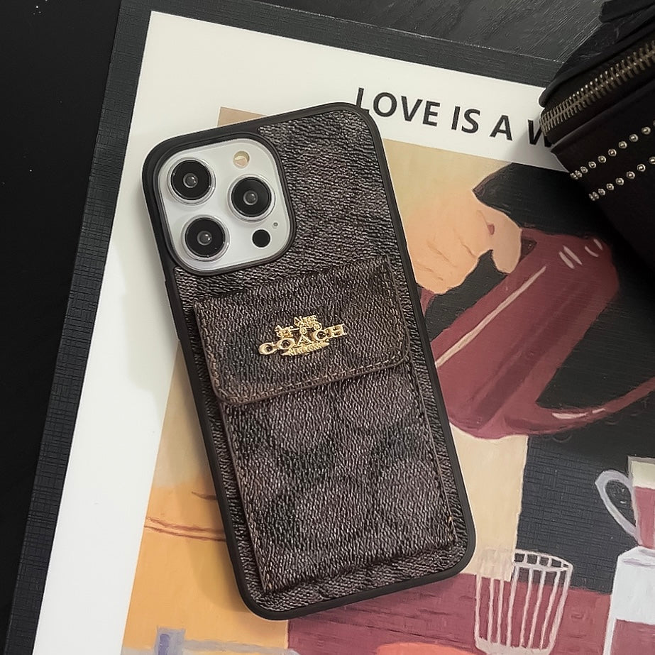 Coach iPhone Case With Card Holder Wallet Dark Brown  -SZK240425 mysite