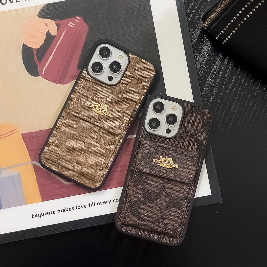 Coach iPhone Case With Card Holder Wallet Dark Brown  -SZK240425 mysite