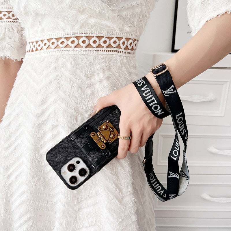 Lou Black & White Crossbody Chain iPhone Case mysite