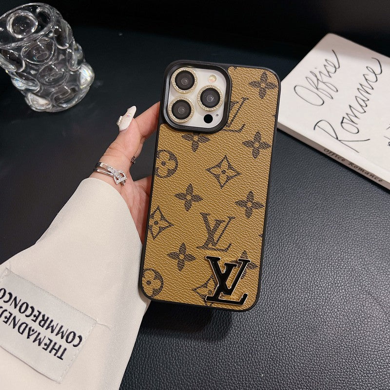 Lou Black Logo Leather iPhone Case mysite